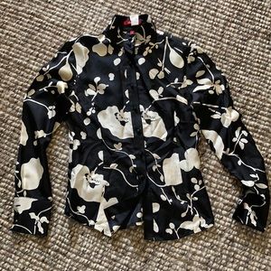 Black and cream floral blouse